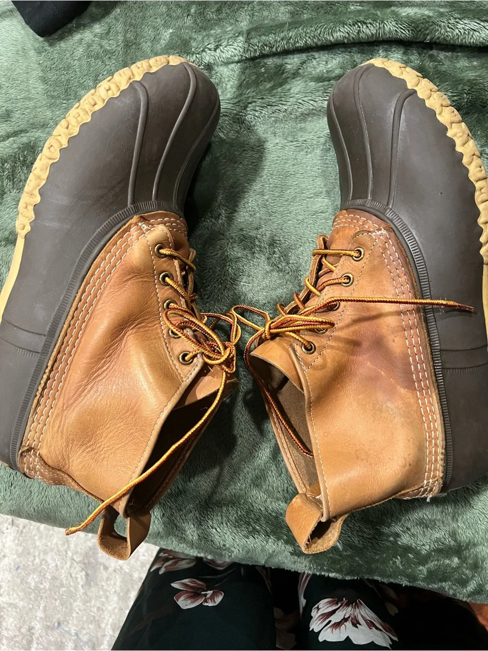 L.L. Bean Brown Leather & Dark Rubber Duck Boots